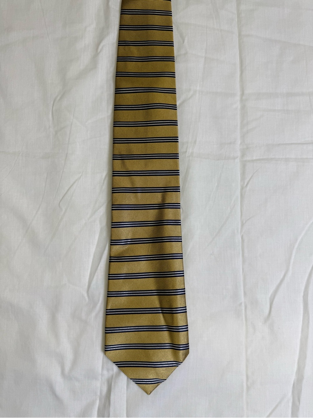 Jos. A. Bank Gold Tie with Navy and Black Stripes